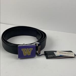 Washington Huskies NWT Black Leather Belt Size Large (42 inches)